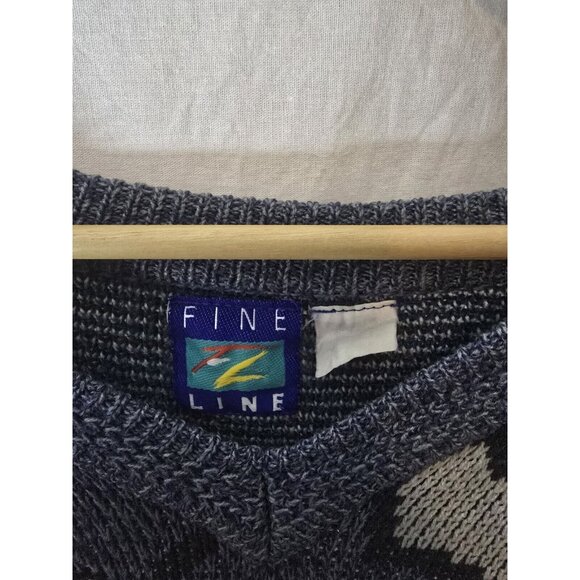 Fine Line Womens Vintage Knit Sweater 80s- Parasailing embroidery Detail- Size L - Picture 7 of 10